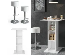 New Vicco Conjunto de mesa de bar 70x70x109 rodeo Branco