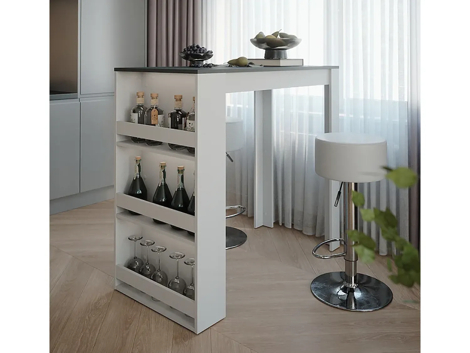 Móvel De Bar|Vicco Conjunto de mesa de bar branco/antracite 57x117x106 repose Cinza antracite