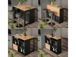 Móvel De Bar*Vicco Conjunto de mesa de bar carvalho goldkraft/antracite 116x37x90.5 dominic Natural escuro