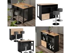 Móvel De Bar*Vicco Conjunto de mesa de bar carvalho goldkraft/antracite 116x37x90.5 dominic Natural escuro