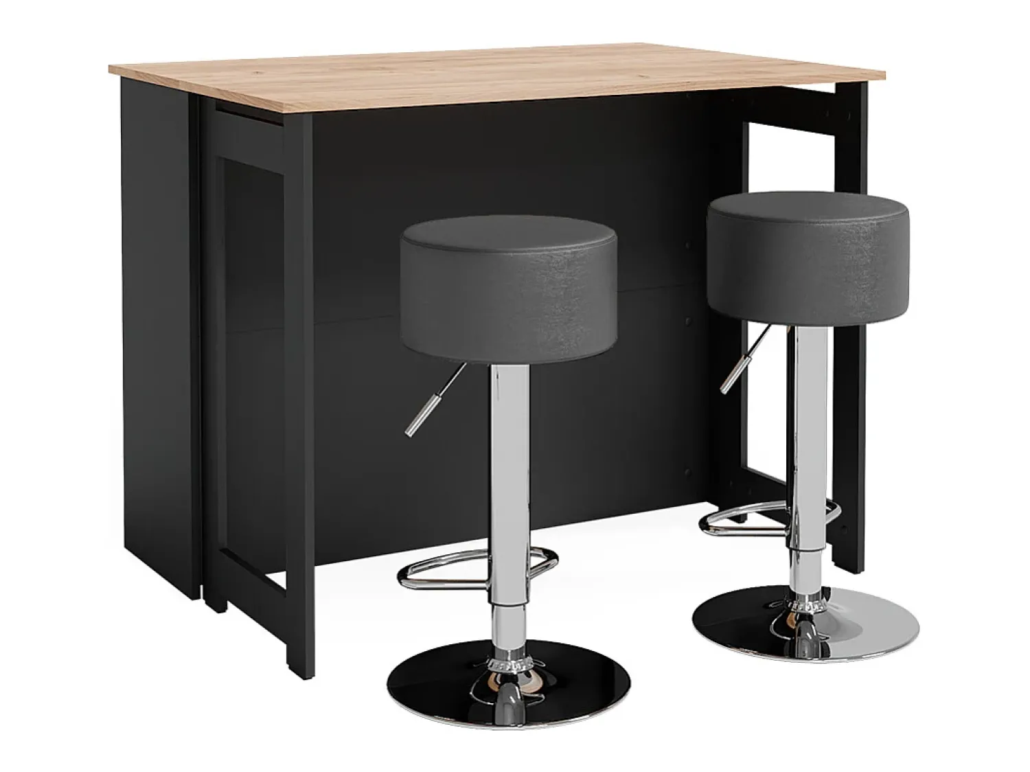 Móvel De Bar*Vicco Conjunto de mesa de bar carvalho goldkraft/antracite 116x37x90.5 dominic Natural escuro