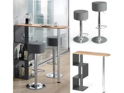 Móvel De Bar|Vicco Conjunto de mesa de bar carvalho goldkraft 113x39.8x111.8 vincent Natural escuro