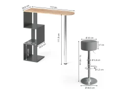 Móvel De Bar|Vicco Conjunto de mesa de bar carvalho goldkraft 113x39.8x111.8 vincent Natural escuro