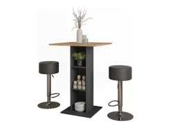 Vicco Conjunto de mesa de bar carvalho goldkraft/antracite 75x75x106 repose^ Móvel De Bar