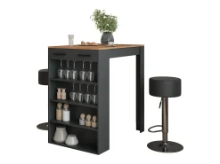 Móvel De Bar|Vicco Conjunto de mesa de bar carvalho goldkraft/antracite 67x100x106 repose Natural escuro