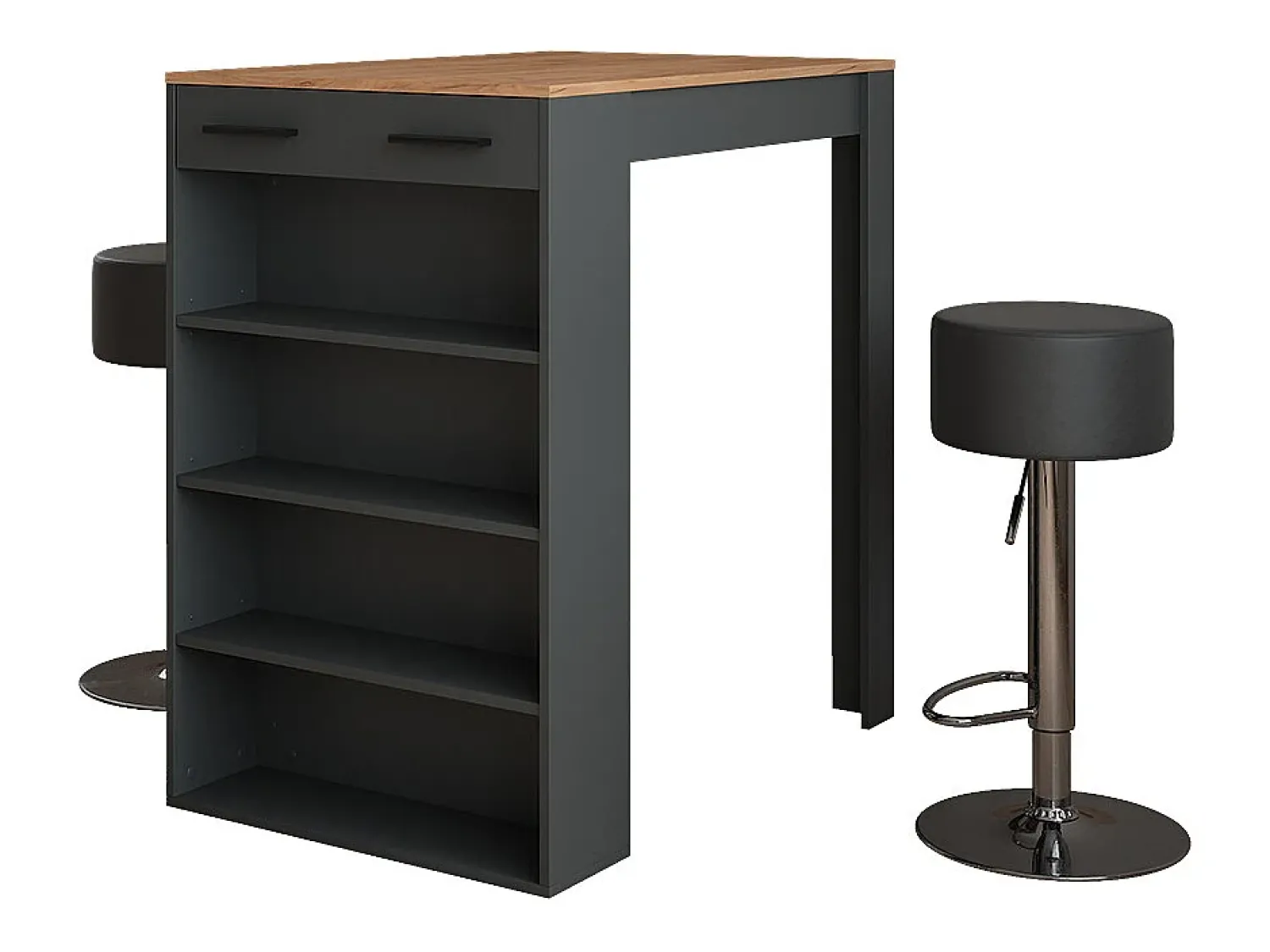 Móvel De Bar|Vicco Conjunto de mesa de bar carvalho goldkraft/antracite 67x100x106 repose Natural escuro
