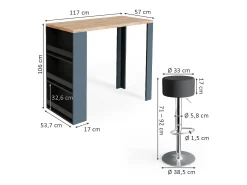 Vicco Conjunto de mesa de bar carvalho 57x117x106 Natural claro