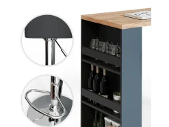 Vicco Conjunto de mesa de bar carvalho 57x117x106 Natural claro