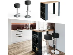 Vicco Conjunto de mesa de bar carvalho 57x117x106 Natural claro