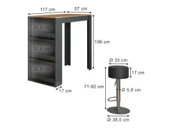 Outlet Vicco Conjunto de mesa de bar carvalho goldkraft/antracite 57x117x106 repose Natural escuro