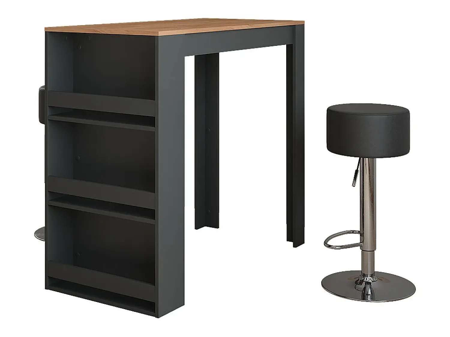 Outlet Vicco Conjunto de mesa de bar carvalho goldkraft/antracite 57x117x106 repose Natural escuro