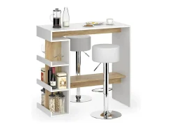 Móvel De Bar*Vicco Conjunto de mesa de bar carvalho branco/dourado 108x50x103 dana Natural escuro