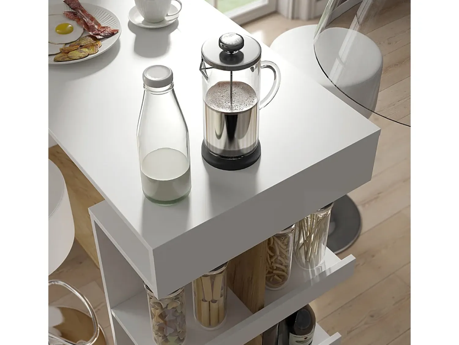 Móvel De Bar*Vicco Conjunto de mesa de bar carvalho branco/dourado 108x50x103 dana Natural escuro