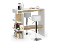 Móvel De Bar*Vicco Conjunto de mesa de bar carvalho branco/dourado 108x50x103 dana Natural escuro