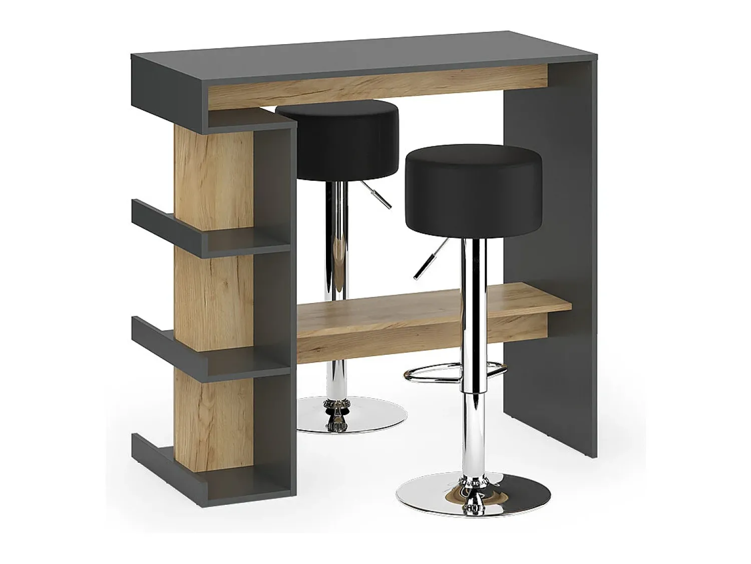 New Vicco Conjunto de mesa de bar carvalho antracite/goldkraft 108x50x103 dana Cinza antracite