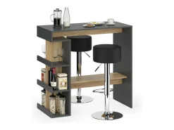 New Vicco Conjunto de mesa de bar carvalho antracite/goldkraft 108x50x103 dana Cinza antracite