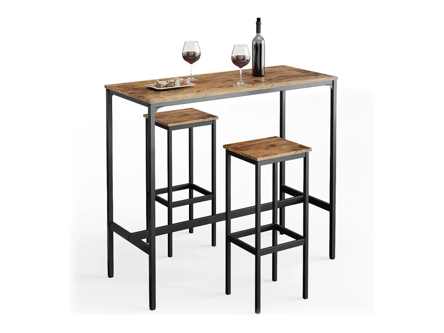 Best Vicco Conjunto de mesa de bar madeira antiga 120x50x105 fyrk Castanho