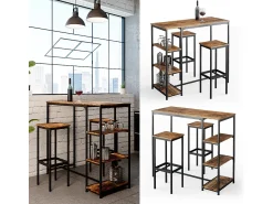 Móvel De Bar*Vicco Conjunto de mesa de bar madeira antiga 120x50x105 fyrk Castanho