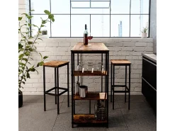 Móvel De Bar*Vicco Conjunto de mesa de bar madeira antiga 120x50x105 fyrk Castanho