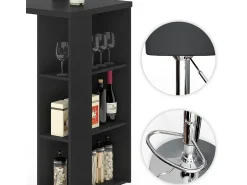 Móvel De Bar|Vicco Conjunto de mesa de bar 120x60x105.6 noel Preto