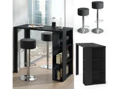 Móvel De Bar|Vicco Conjunto de mesa de bar 120x60x105.6 noel Preto