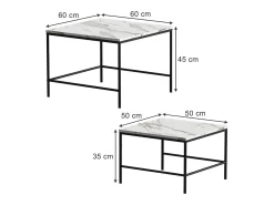 Vicco Conjunto de mesa de centro branco/ 60x60x45 ramio^ Mesa De Centro
