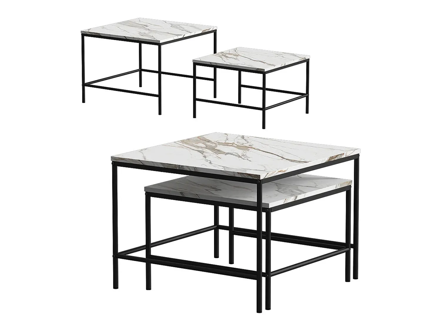 Vicco Conjunto de mesa de centro branco/ 60x60x45 ramio^ Mesa De Centro