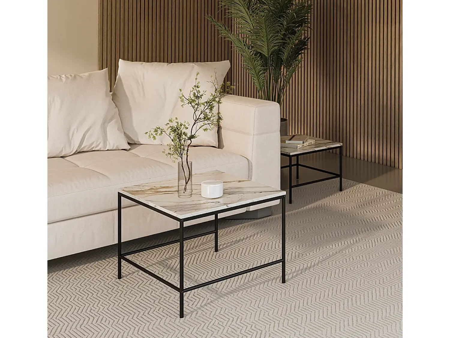 Vicco Conjunto de mesa de centro branco/ 60x60x45 ramio^ Mesa De Centro