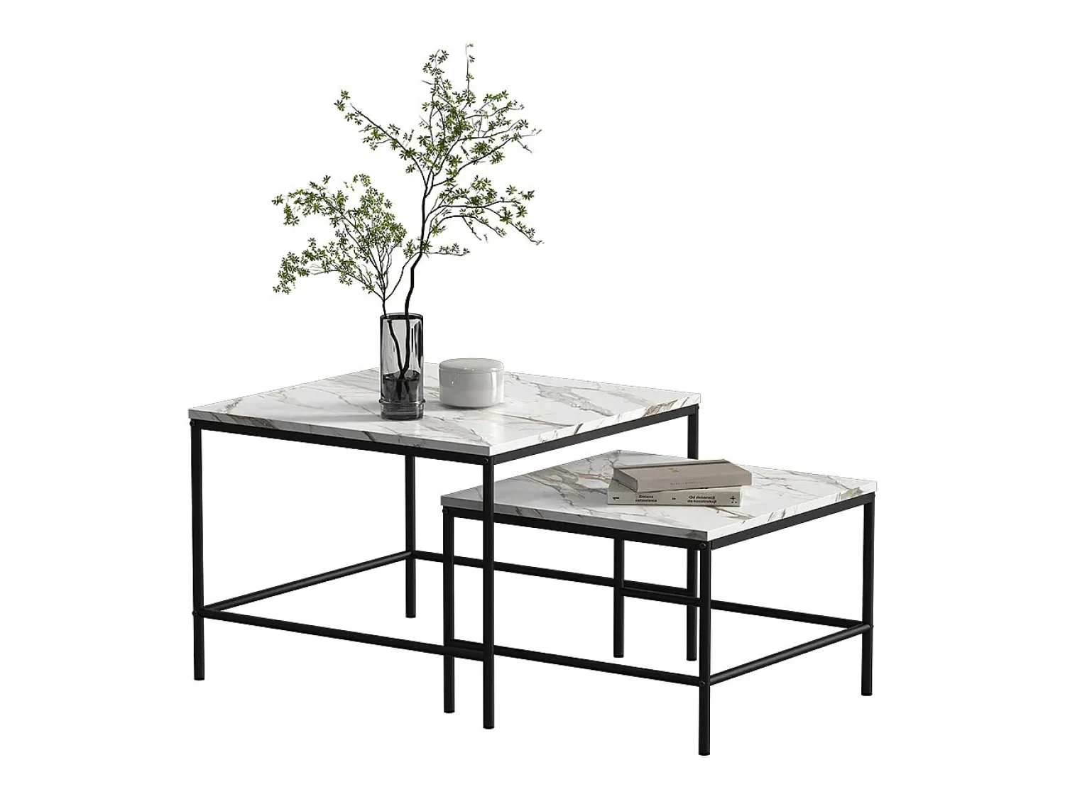 Vicco Conjunto de mesa de centro branco/ 60x60x45 ramio^ Mesa De Centro