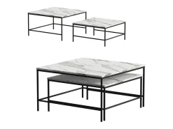 Mesa De Centro*Vicco Conjunto de mesa de centro branco/ 80x80x45 ramio Preto