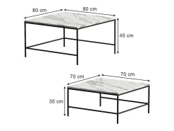 Mesa De Centro*Vicco Conjunto de mesa de centro branco/ 80x80x45 ramio Preto
