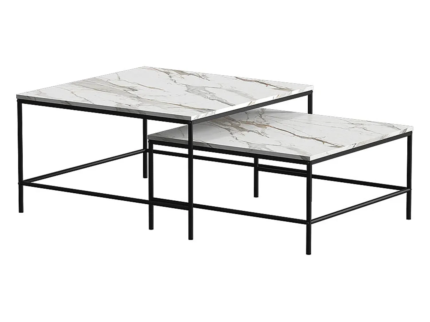 Mesa De Centro*Vicco Conjunto de mesa de centro branco/ 80x80x45 ramio Preto