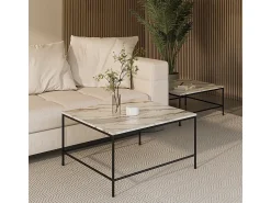 Mesa De Centro*Vicco Conjunto de mesa de centro branco/ 80x80x45 ramio Preto