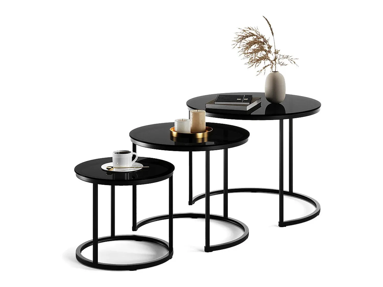 Vicco Conjunto de mesa de centro vidro 55x55x44.5 montreal^ Mesa De Centro