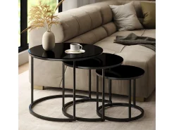 Vicco Conjunto de mesa de centro vidro 55x55x44.5 montreal^ Mesa De Centro