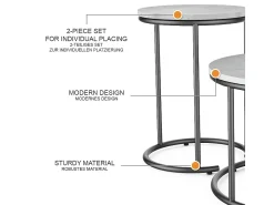 Vicco Conjunto de mesa de centro mármore 55x55x34.5 ottawa^ Mesa De Centro