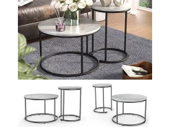 Vicco Conjunto de mesa de centro mármore 55x55x34.5 ottawa^ Mesa De Centro