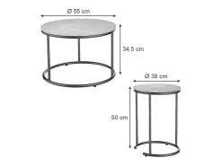 Vicco Conjunto de mesa de centro mármore 55x55x34.5 ottawa^ Mesa De Centro