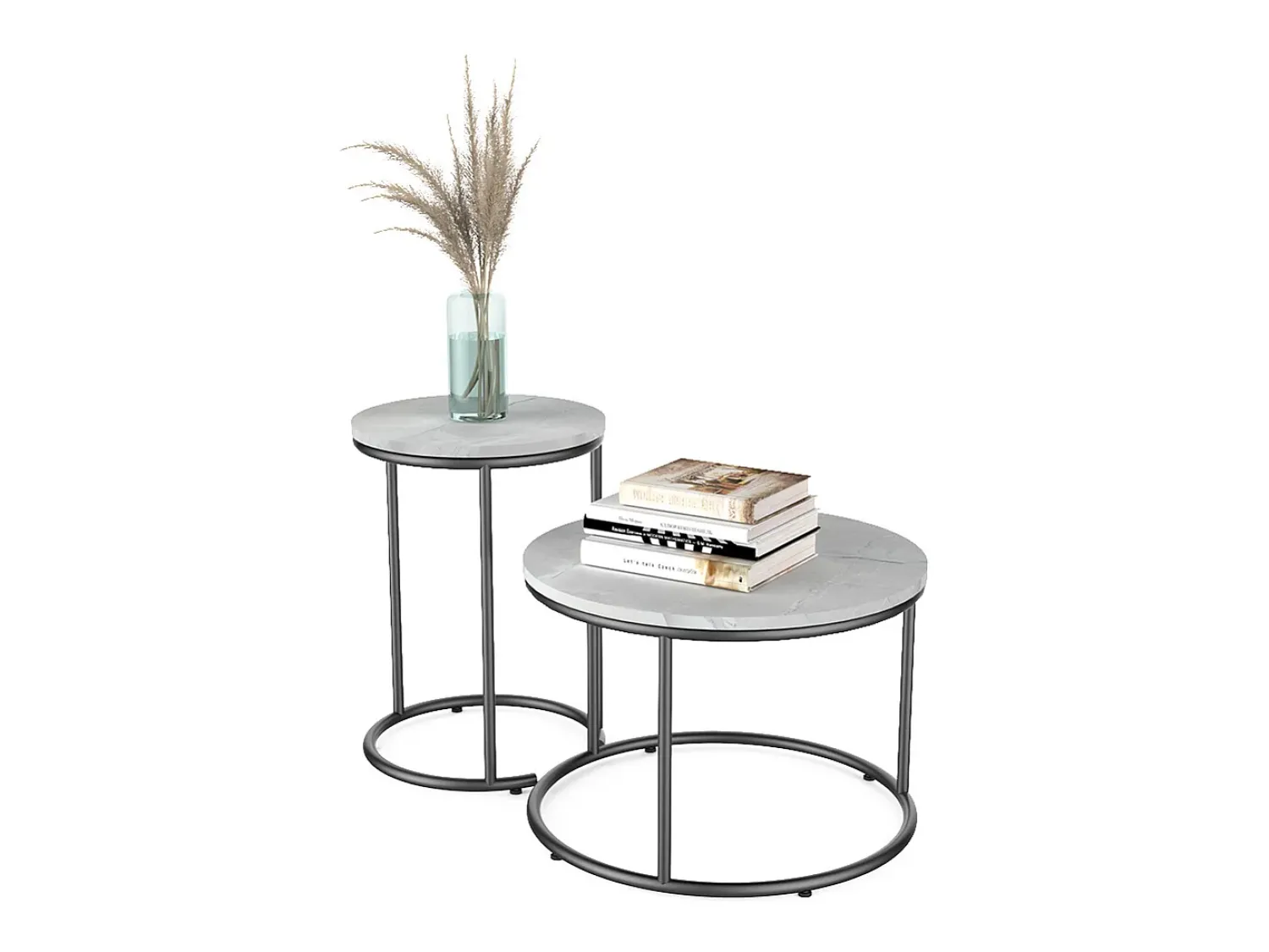Vicco Conjunto de mesa de centro mármore 55x55x34.5 ottawa^ Mesa De Centro