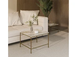 Mesa De Centro|Vicco Conjunto de mesa de centro branco/ 60x60x45 ramio Dourado