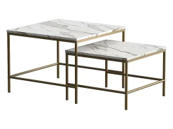 Mesa De Centro|Vicco Conjunto de mesa de centro branco/ 60x60x45 ramio Dourado