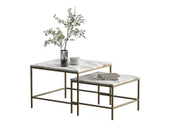 Mesa De Centro|Vicco Conjunto de mesa de centro branco/ 60x60x45 ramio Dourado
