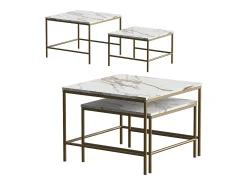 Mesa De Centro|Vicco Conjunto de mesa de centro branco/ 60x60x45 ramio Dourado