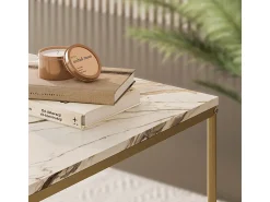 Mesa De Centro|Vicco Conjunto de mesa de centro branco/ 60x60x45 ramio Dourado