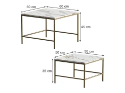 Mesa De Centro|Vicco Conjunto de mesa de centro branco/ 60x60x45 ramio Dourado