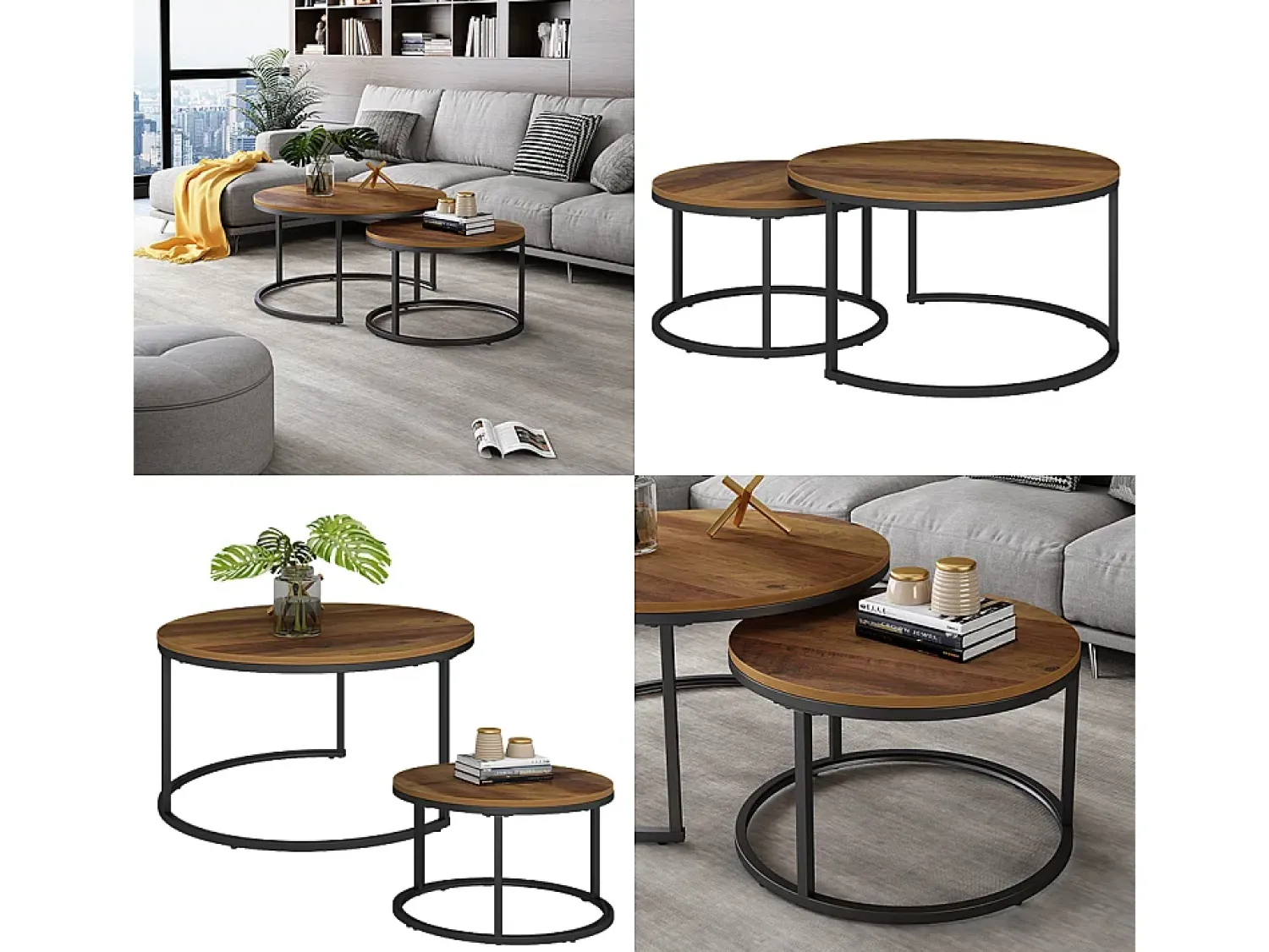 Hot Vicco Conjunto de mesa de centro madeira 77x40x40 montreal Natural claro