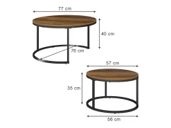 Hot Vicco Conjunto de mesa de centro madeira 77x40x40 montreal Natural claro