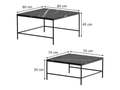 Vicco Conjunto de mesa de centro mármore 80x80x45 ramio^ Mesa De Centro