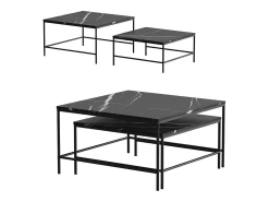 Vicco Conjunto de mesa de centro mármore 80x80x45 ramio^ Mesa De Centro