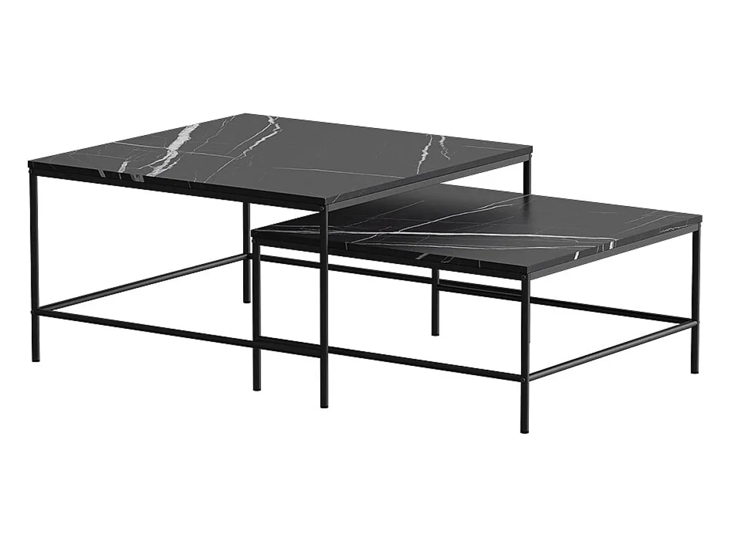 Vicco Conjunto de mesa de centro mármore 80x80x45 ramio^ Mesa De Centro